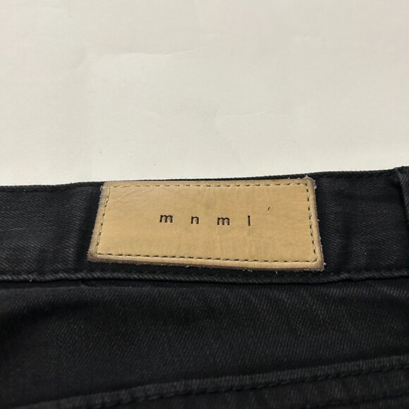 mnml Black Button Fly Jeans Men's Size 38 Straight Leg side trim stretch - Picture 11 of 14